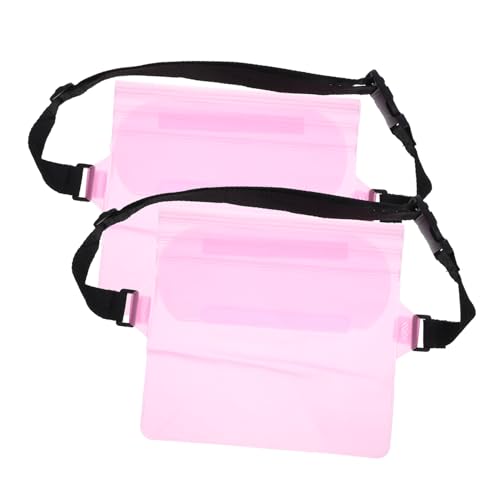 HANABASS 2Pcs Waist Pouch with Adjustable Strap Dry Bag for Beach Pool Surfing and Kayaking Floating Holder for Phones and Essentials Pink