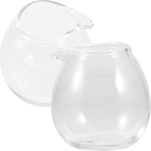 JHKNNK Mini Jarra de Leche Japonesa de Vidrio 20 Ml, Juego de 2 Unidades, Boquilla, para Servir Salsa y Condimentos