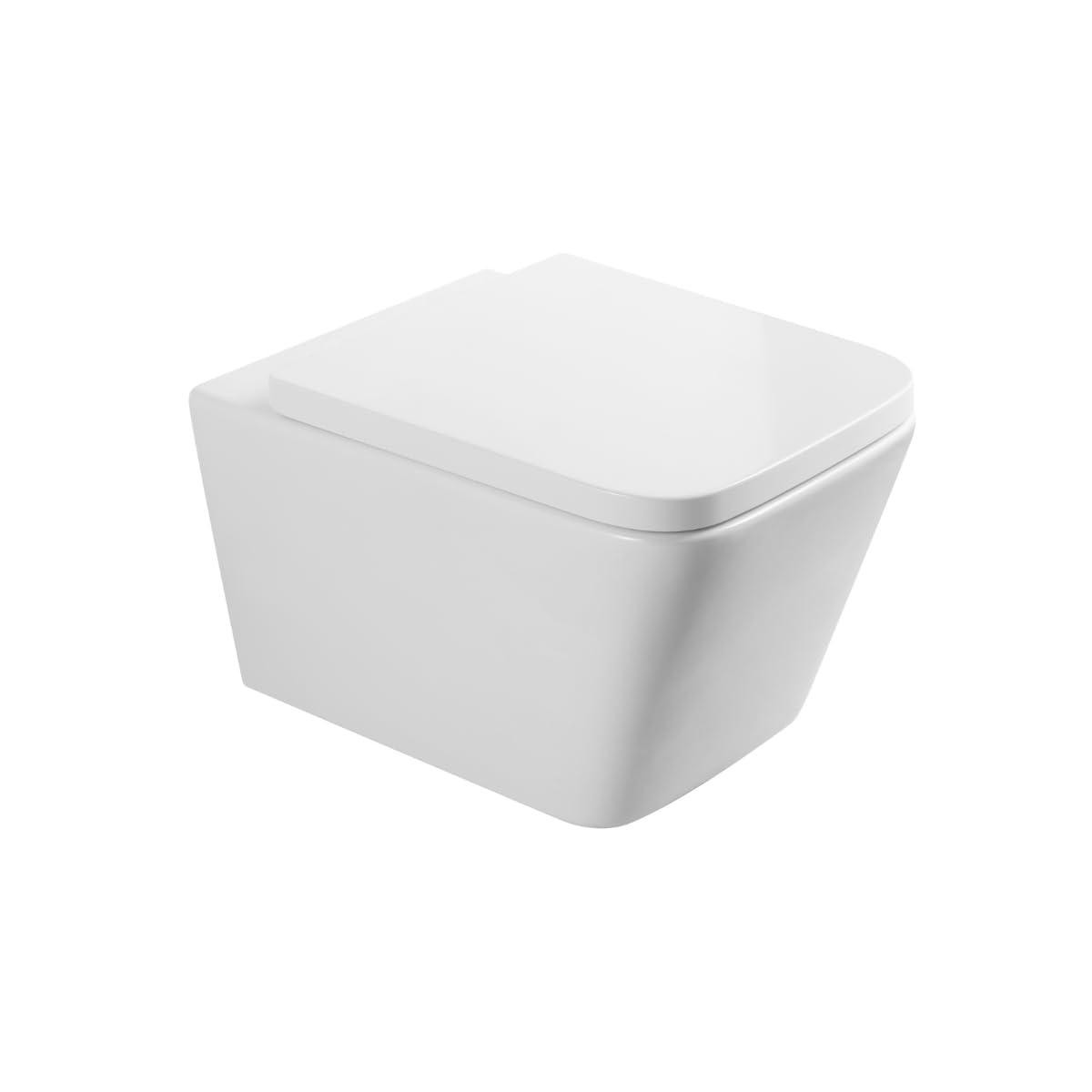 Inodoro Suspendido Empotrado Rimless | Wc Colgante Cuadrado Ceramica Sin Bridas Montado a Pared con Tapa Caida Amortiguada Fondo reducido