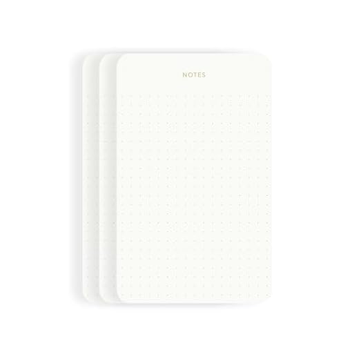 Pinesman - Elegant Desk Notepads for Professionals, Executive's Memo Pads, Minimalist, Gold Foiled, Dotted Layout, 3 Pack, 225 Sheets Total (75 Each), 6.3" x 3.9”, 80 GSM, Eco-friendly, FSC™ Certified Small Notepad