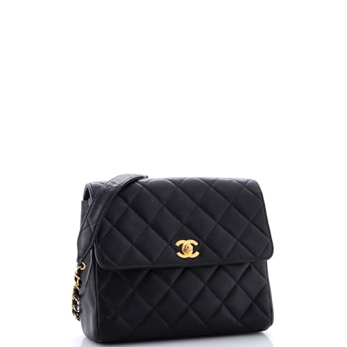 Pre-Loved Vintage Square CC Flap Bag Quilted Caviar Small, Black2