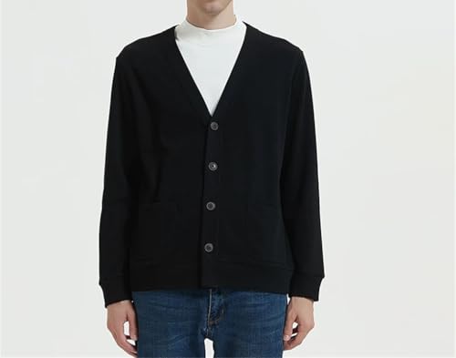 Mens Cardigan Sweater Single Breasted V Neck Solid Color Knitted Cardigan Sweater3