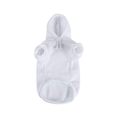 uxcell Pet Dog Hooded Hoody Sweatshirt Clothes Cotton Apparel Puppy Cat Winter/Spring/Fall Costume Outfits Fleece Warm Coat White L