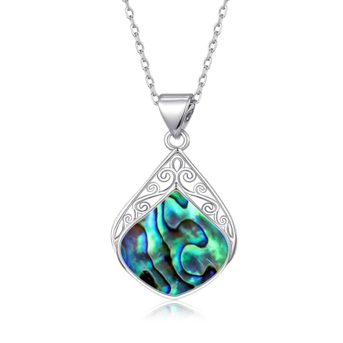 Boho Abalone Shell Necklace for Women Filigree Teardrop Pendant s Handmade Vintage Jewelry Gifts for Women
