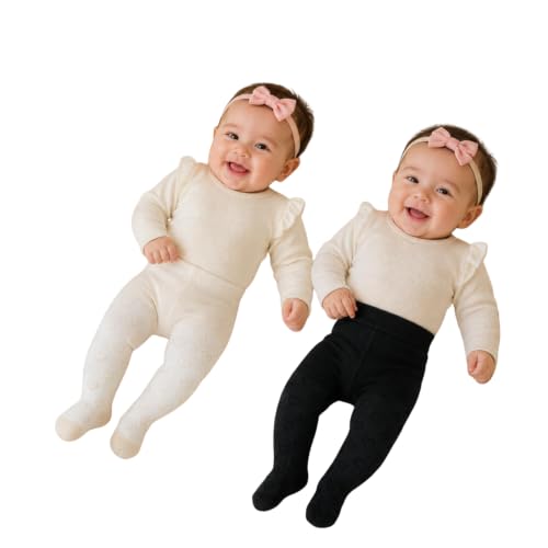 Image of THE LITTLE LOOKERS Baby Tights Thick Toddler Baby Girl Seamless Knit Leggings Thick Solid Cotton Stockings Footed Pants Pantyhose for Years Baby