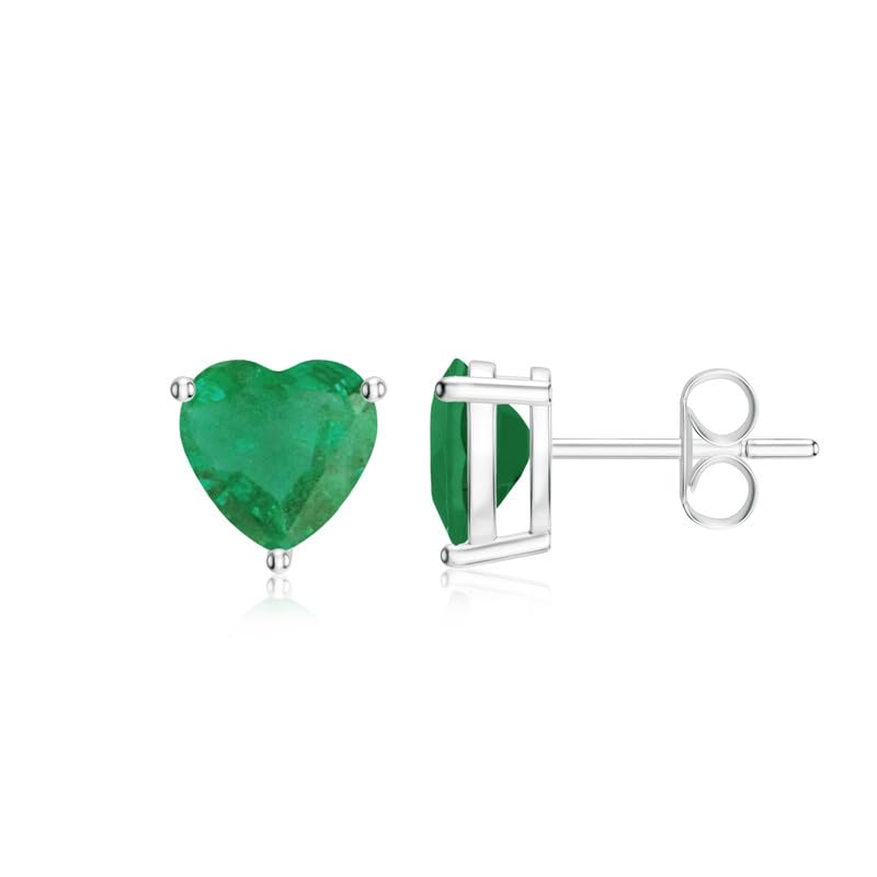 Image of Goldhartz Sterling Silver Genuine, Created or Simulated Birthstone Gemstone 7mm Heart Stud Earrings