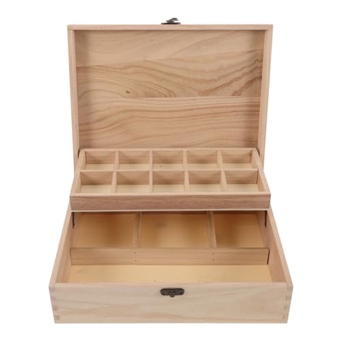 Boîte à bijoux en bois brut grand rangement avec compartiments
