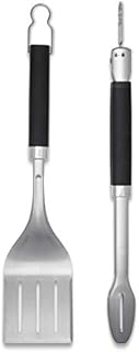 Weber 6763 Precision Tongs & szpatułka zestaw premium sztućców do grilla, 2-częściowy, czarny/srebrny