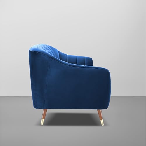 Image of Casaliving Anyse 3 Seater Sofa Set for Living Room (Blue Yellow Fabric) Premium Fabric Sofa