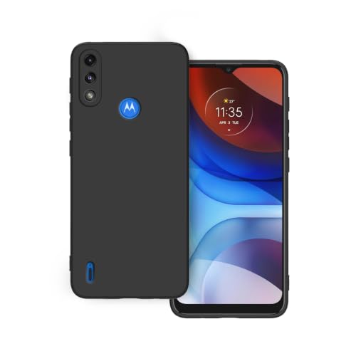 Plus Protection Matte Finished Back Cover Case for Moto E7 Power | Rubberized TPU | Slim Thin Soft Flexible Touch Shockproof - Black - Image 2