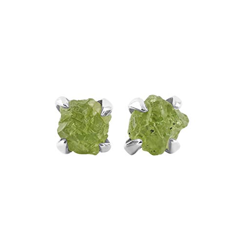 Starborn Roh Peridot Olivin Edelstein Ohrstecker 925 Sterling Silber
