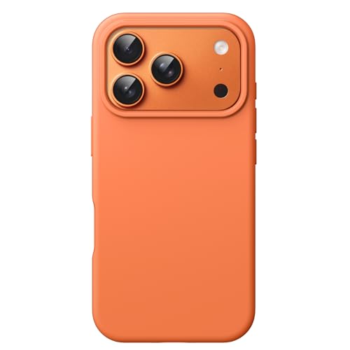 Image of JETech Liquid Silicone Case for iPhone 17 Pro 6.3-Inch, Silky Soft Touch Full-Body Protection, Anti-Scratch Shockproof Phone Cover with Microfiber Lining (Orange)