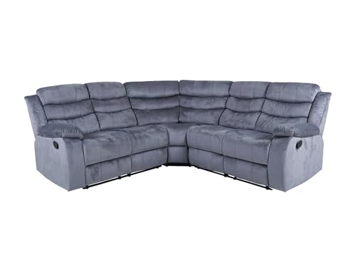 Dante Furniture Roma Light Grey Fabric Recliner Corner Sofa 2-c-2