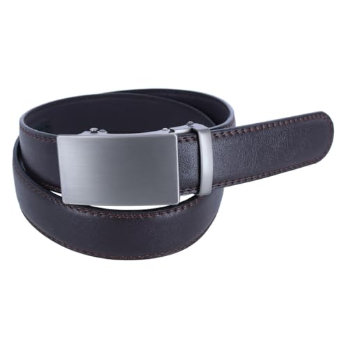 CTM Men's Sleek Leather Adjustable Ratchet Belt