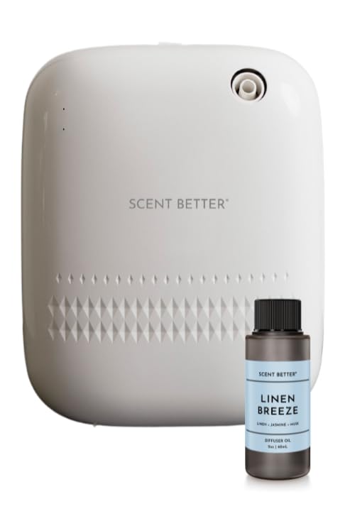 Scent Better Pro - Smart Bluetooth Essential Oil Diffuser for Home, Hotel, Spa, Office, Waterless - Includes Free Linen Breeze - White