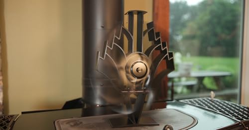 Freedom Stoves Heat Powered Wood Stove Eco Friendly Fan, 348CFM, 14" Large Size, 4 Blade for Pellet Log Burner - Non Electric Thermal Blower, Black