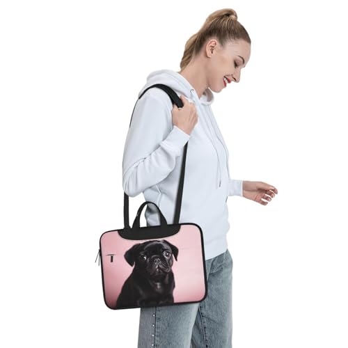 Bolso para portátil diseño Pug negro 13 pulgadas unisex miniatura 2