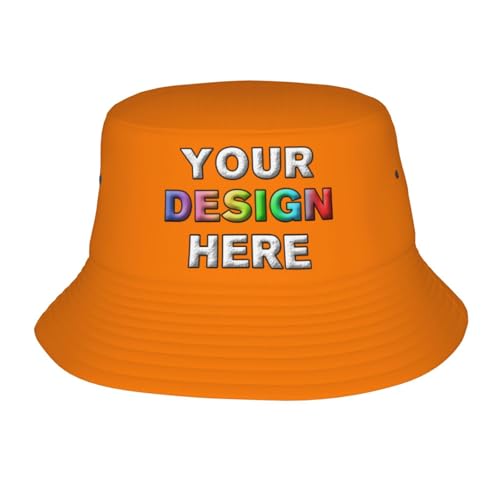 Custom Bucket Cap Design Your Own Custom Trucker Hats Add Logo Text Photo Personalized Hat Customize Baseball Cap Orange Bucket Hats