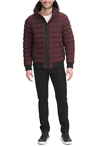 Image of DKNY Men's Quilted Performance Hooded Bomber Jacket