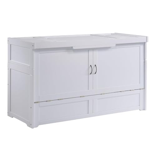 NIGHT & DAY Furniture Murphy Cube Cabinet Bed (White, Queen)