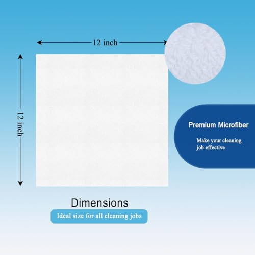 Image of Microfiber Cleaning Highly Absorbent Free for Drying Dishes Wiping Down the Counters Cleaning Supplies for Kitchen Dust Rag Cloths (12 inchx12 inch) Green /Blue /Orange /White -12 Pack