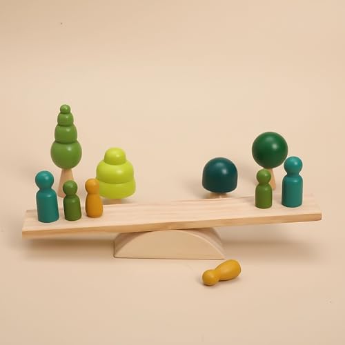 Jessruly Waldorf - Juguete de equilibrio de madera, juego de apilamiento y clasificación de árboles, juguete de aprendizaje Montessori, árboles apilables sensoriales para juego creativo (bosque)