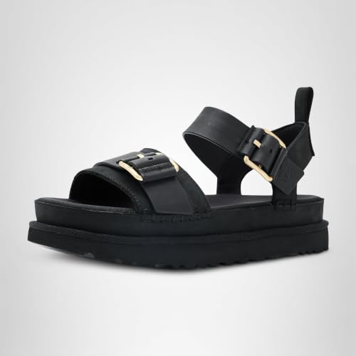 UGG Sandales en Cuir Noir Goldenstar Villa