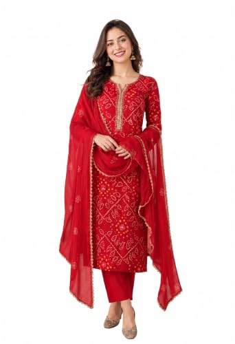 Image of Womens Rayon Printed Straight Kurta and Pant with Dupatta Set