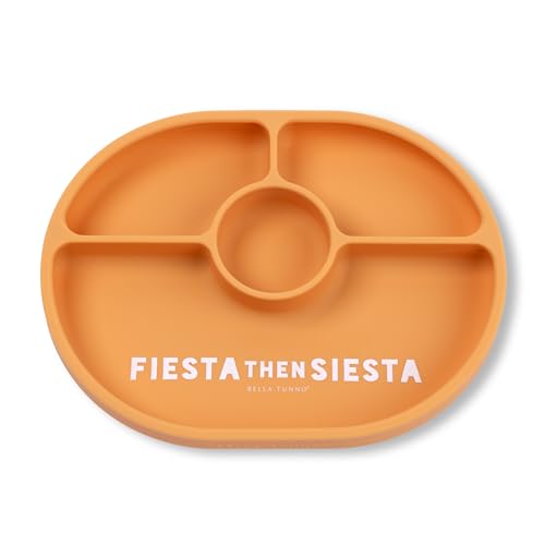 Image of Bella Tunno Suction Plate for Babies & Toddlers, Self-Feeding Dish for Baby Led Weaning, Silicone Divided Plate, Sticks to Highchair Trays & Tables, Microwave & Dishwasher Safe, Fiesta then Siesta