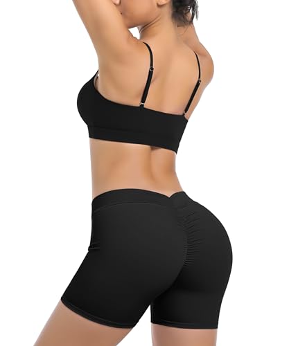 Women'S Workout Sets 2 Piece High Waisted V Back Yoga Shorts Halter Sports Bras Gym Fitness Clothes Tracksuit Yoga3