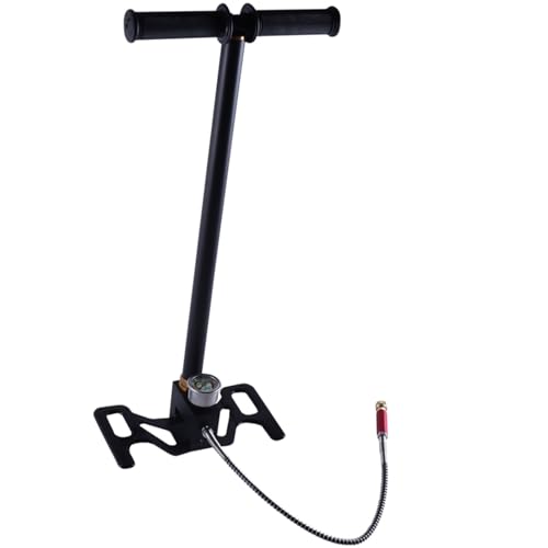 Druckluftpumpe Handpumpe, Dreistufige Hochdruckpumpe 4500psi/30MPa, Fußpumpe für Luftgewehre, Tauchflaschen, Paintball, Reifenball, mit zusammenklappbarem Pedal
