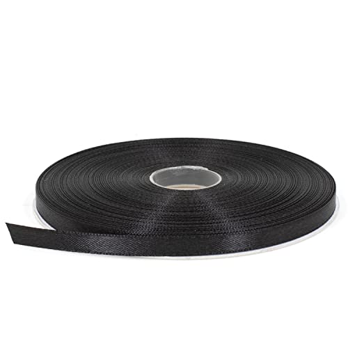 Stuffvisor Black Satin Ribbon, 1/4 Inch X 50 Yards, Double Face Solid Color Ribbon Roll, 100% Polyester Ribbon For Gift Wrapping, Crafts, Hair And Multiple Decorations #TOP9