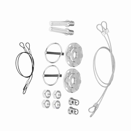 Xtahdge CNC Aluminum Alloy Racing Hood Pin Lock Appearance Kit Easy Installation for Car Modification (Silver)