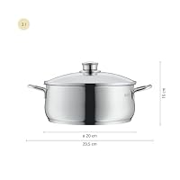 WMF Diadem Plus Kochtopf 20 cm, Glasdeckel, Topf 20cm, Bratentopf Induktion 3l, Kochtopf groß Cromargan Edelstahl poliert, Nudeltopf unbeschichtet – Ansicht 7