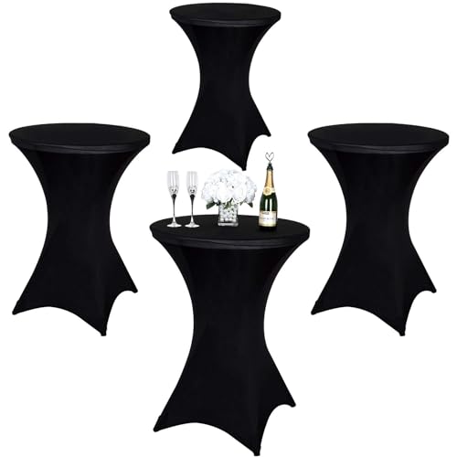 Vnituasr 4 Pièce Noir Housse Mange Debout, 80 x 110 cm, Noir Nappe Extensibles en Spandex