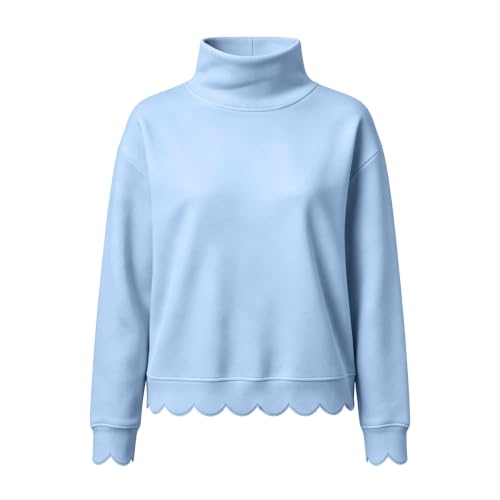 NEKSVTH Mock Neck Sweatshirt Women Light Blue L - Oversized Mock Neck Long Sleeve Pullover Sweatshirt 2026 Casual Trendy Fall Outfits - image 4