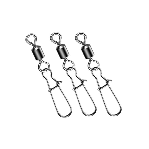 Generic High Strength Fishing Snap Swivels Rolling Ball Bearing Swivels Stainless with Safety Snap Connector Fishing Accessories