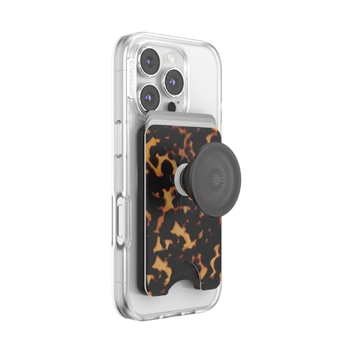 Image of PopSockets Phone Wallet for MagSafe, Phone Card Holder with Grip, Tortoise Shell - Tortoiseshell