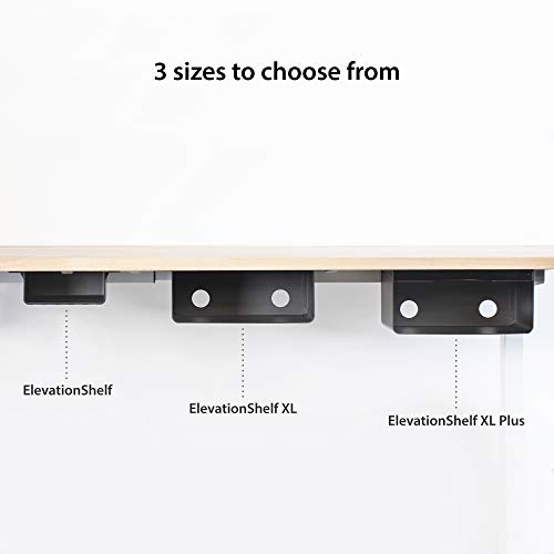 Image of Elevation Shelf XL Plus (with Adjustable Tray) - Under Desk Storage Shelf /Desk Organizer, Welded Steel + Matte Black Finish, Great for Workstations, Adjustable Stand Up Desks, Gaming Battle Stations