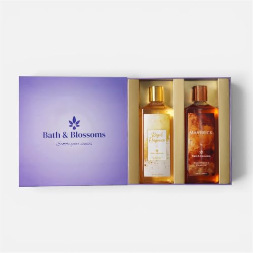 Image of Bath & Blossoms Maverick & Regal Elegance | Duo Shower Gel Collection | Bold Citrus & Spice meets Sweet Amber & Musk | 2 x 260 ml | Aloe Vera & Vitamin E | Vegan & Paraben Free | Premium Body Care | Luxury Gifting