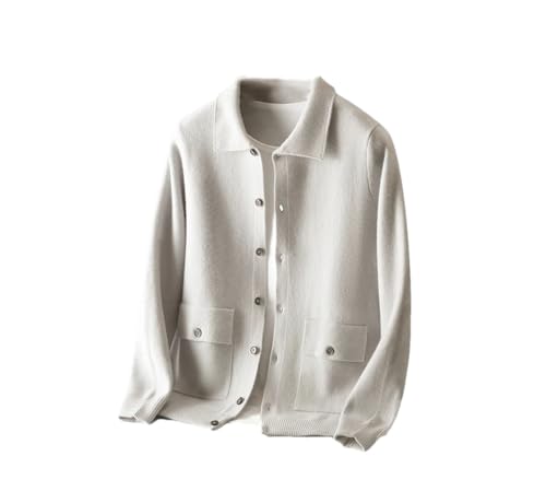 Men's 100 Percent Wool Knitted Cardigan Sweater Long Sleeve Single Breasted Solid Color Cardigans