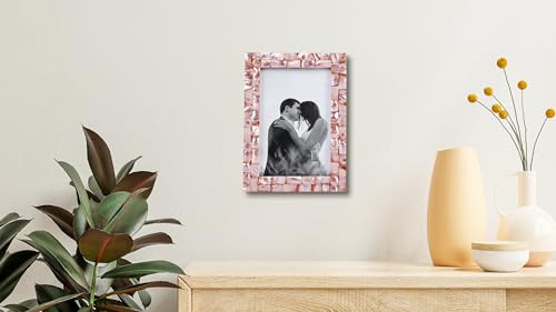 Image of Handicrafts Home 4x6 Picture Frames Pack of 2 - Mother of Pearl Collection Handcrafted Photo Frames, Perfect for Wall & Tabletop Display, Ideal Home Decor Gift