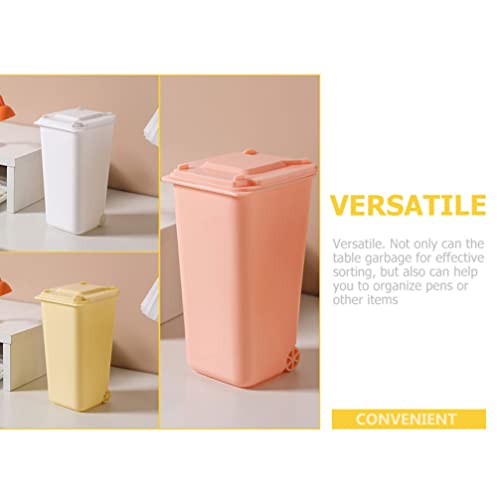 Image of GANAZONO 4-Pack Mini Desktop Trash can Set with Lid Compact Tabletop Trash Bins for Office and Home Space-Saving Desk Organizer for Pens and Small Items