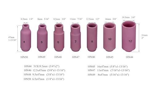 Image of RIVERWELD TIG Ceramic Cups 10N series #12, 10#, #8, #7, #6, #5, #4 10pcs