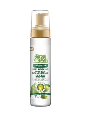Olive Miracle Hair Mousse, Long-Lasting Frizz & Shine Control for Curls 8.5 oz