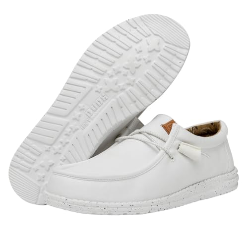 HEYDUDE Men's Wally Washed Canvas White Size 9 | Men's Shoes | Men's Slip-on Loafers | Comfortable & Light-Weight