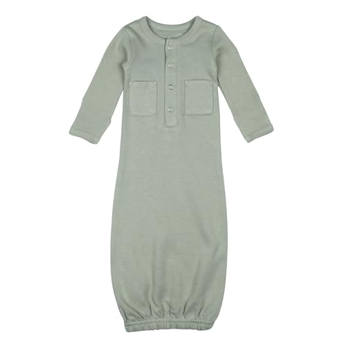 L'ovedbaby Unisex-Baby Newborn Organic Gown, Seafoam, 0-3 Months