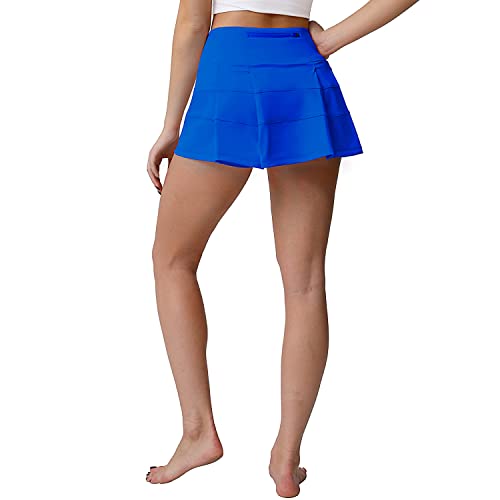 Husnainna High Waisted Pleated Tennis Skirt With Pockets Athletic Golf Skorts For Women Casual Workout Built-In Shorts 018Bzq-Moroccan Blue/B4 #TOP6