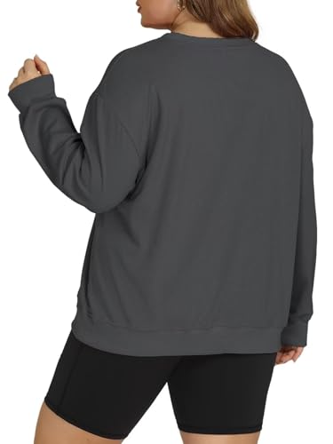 Image of ROSRISS Womens-Plus-Size-Sweatshirts Oversized Long Sleeve Shirts Trendy Crew Neck Pullover Sweaters Casual Tops XL-5XL