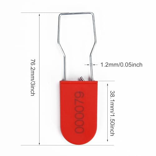 Image of Plastic Padlock Security Seals with Metal Wire Numbered Anti Tamper Tag (500, Red)
